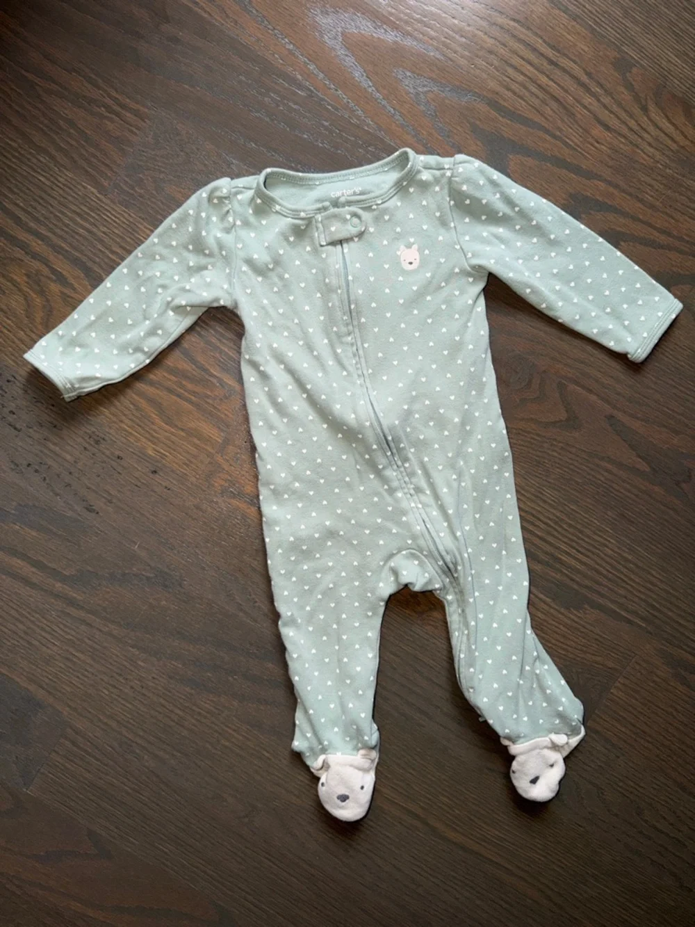 Carter’s Mint Green Polka Dot 2-Way Zip Cotton Sleep & Play Pajamas | 9M